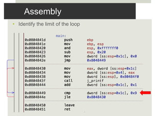 Assembly
• Identify the limit of the loop
 