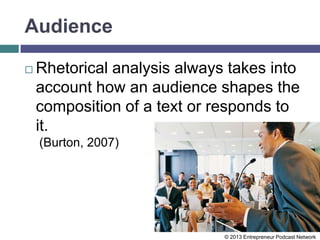 Scheme
 A scheme is any artful deviation from
the typical arrangement of words in a
sentence
(Burton, 2007)
 