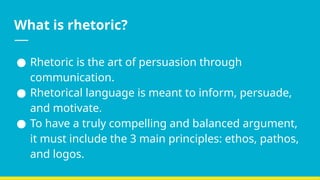 Introduction to Rhetoric and the Rhetorical Triangle | PPTX
