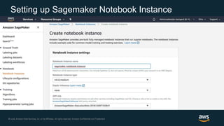 © 2018, Amazon Web Services, Inc. or its Affiliates. All rights reserved. Amazon Confidential and Trademark© 2018, Amazon Web Services, Inc. or its Affiliates. All rights reserved. Amazon Confidential and Trademark
Setting up Sagemaker Notebook Instance
 