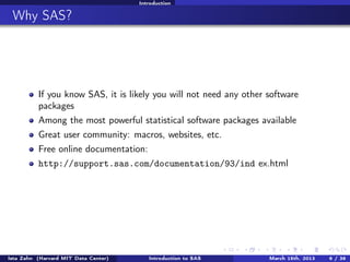 Introduction to SAS | PDF