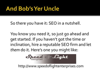 SEO = Google RankEvery one of the top ten Google results for “leather shoulder bag” show compelling evidence of having been search optimized. Where would your shoulder bag page rank?