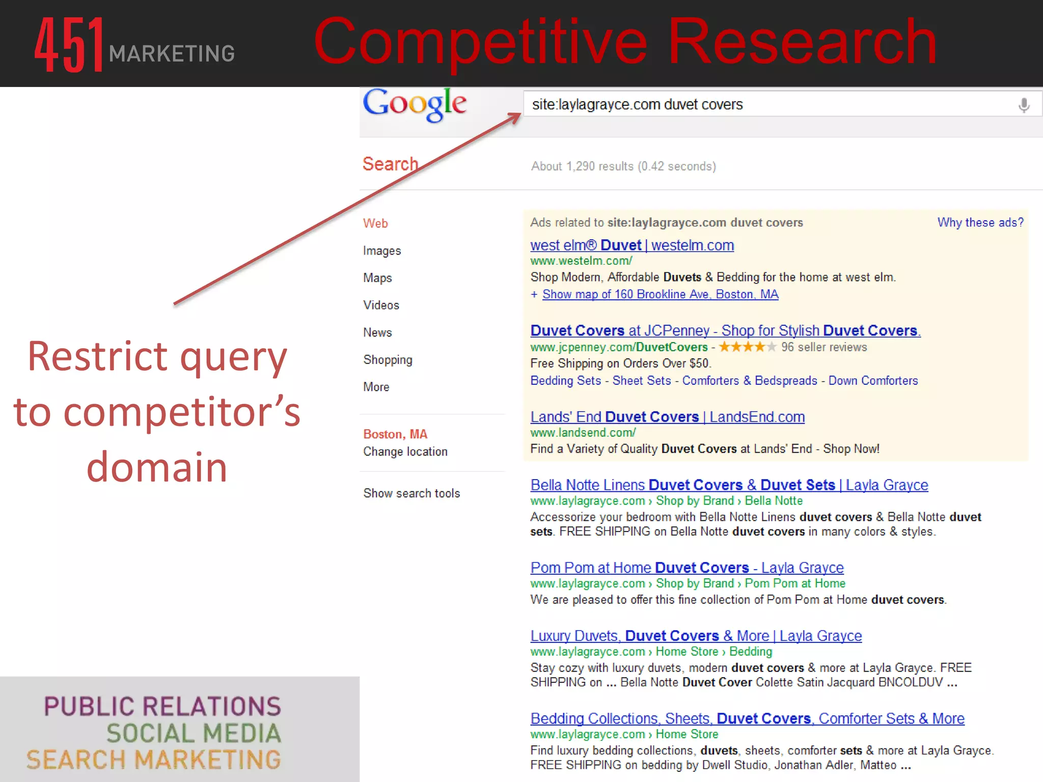 Competitive Research



 Restrict query
to competitor’s
    domain
 