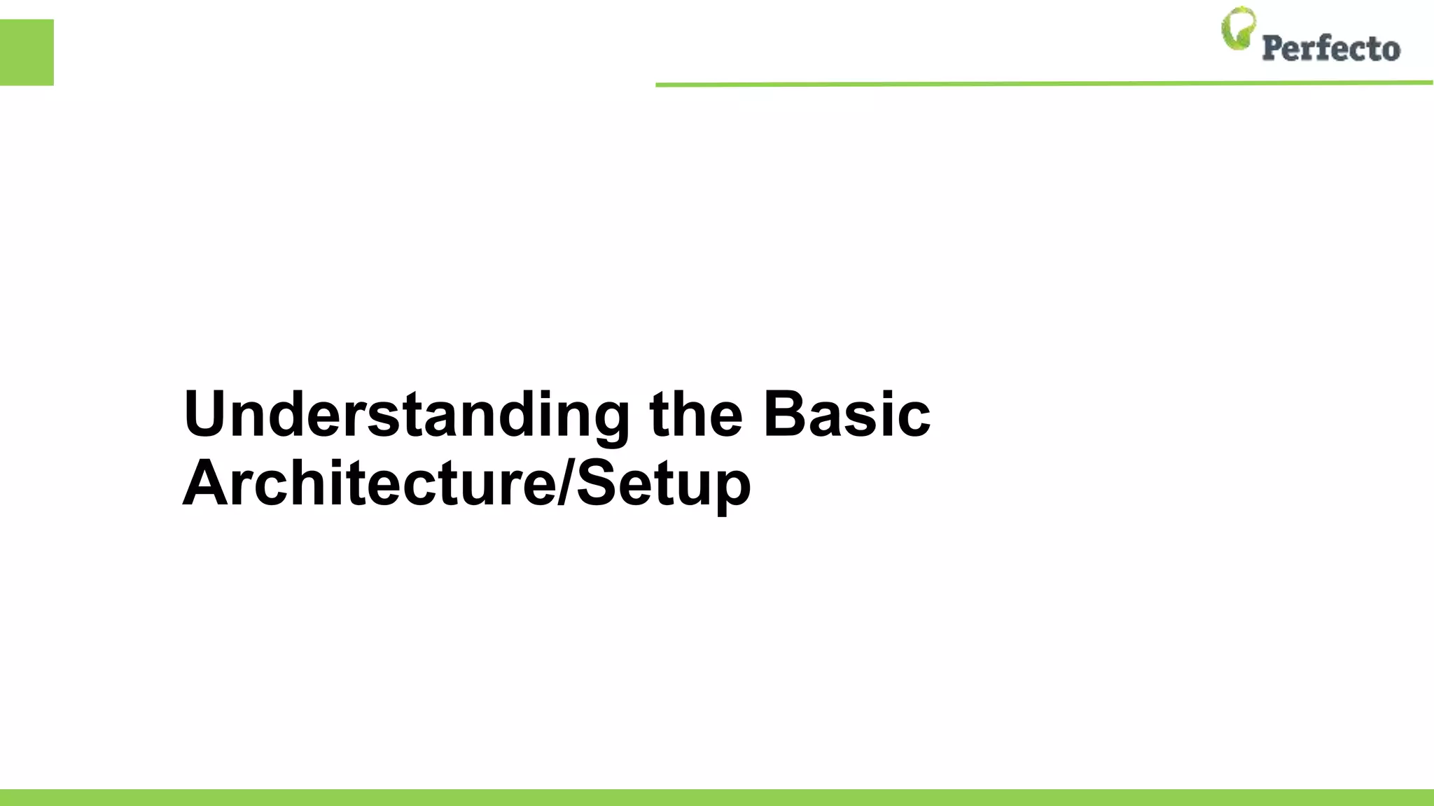 Understanding the Basic
Architecture/Setup
 
