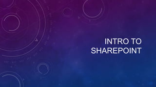 INTRO TO
SHAREPOINT
 