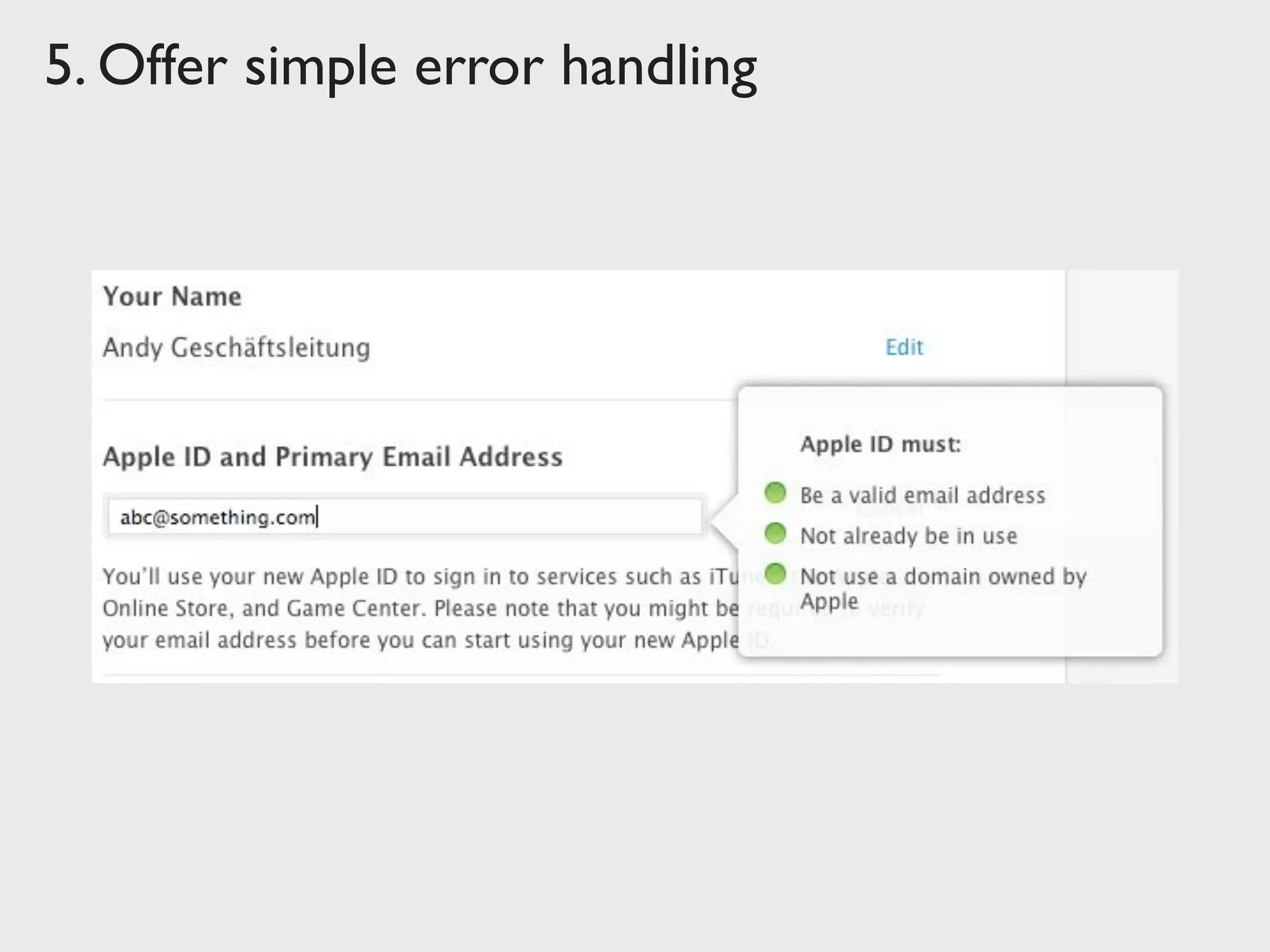 5. Offer simple error handling
 
