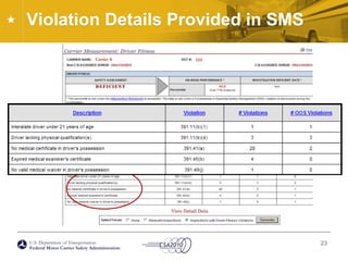 Violation Details Provided in SMS23