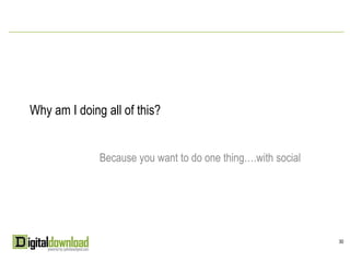 Why am I doing all of this?


              Because you want to do one thing….with social




                                                              30
 