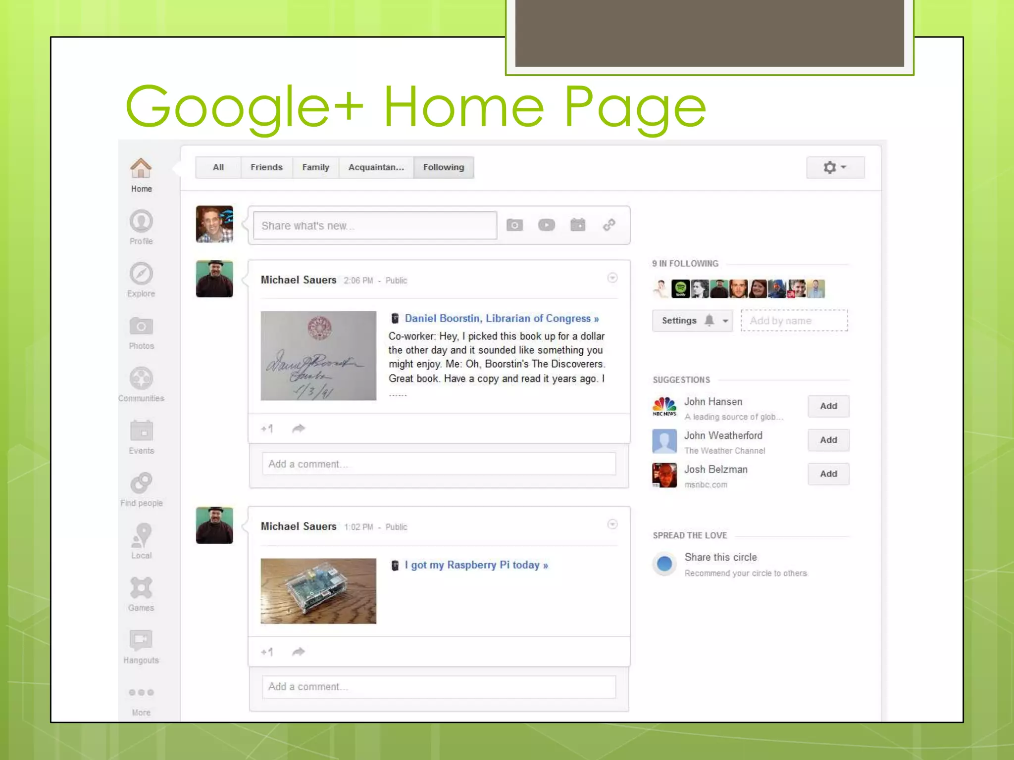Google+ Home Page
 