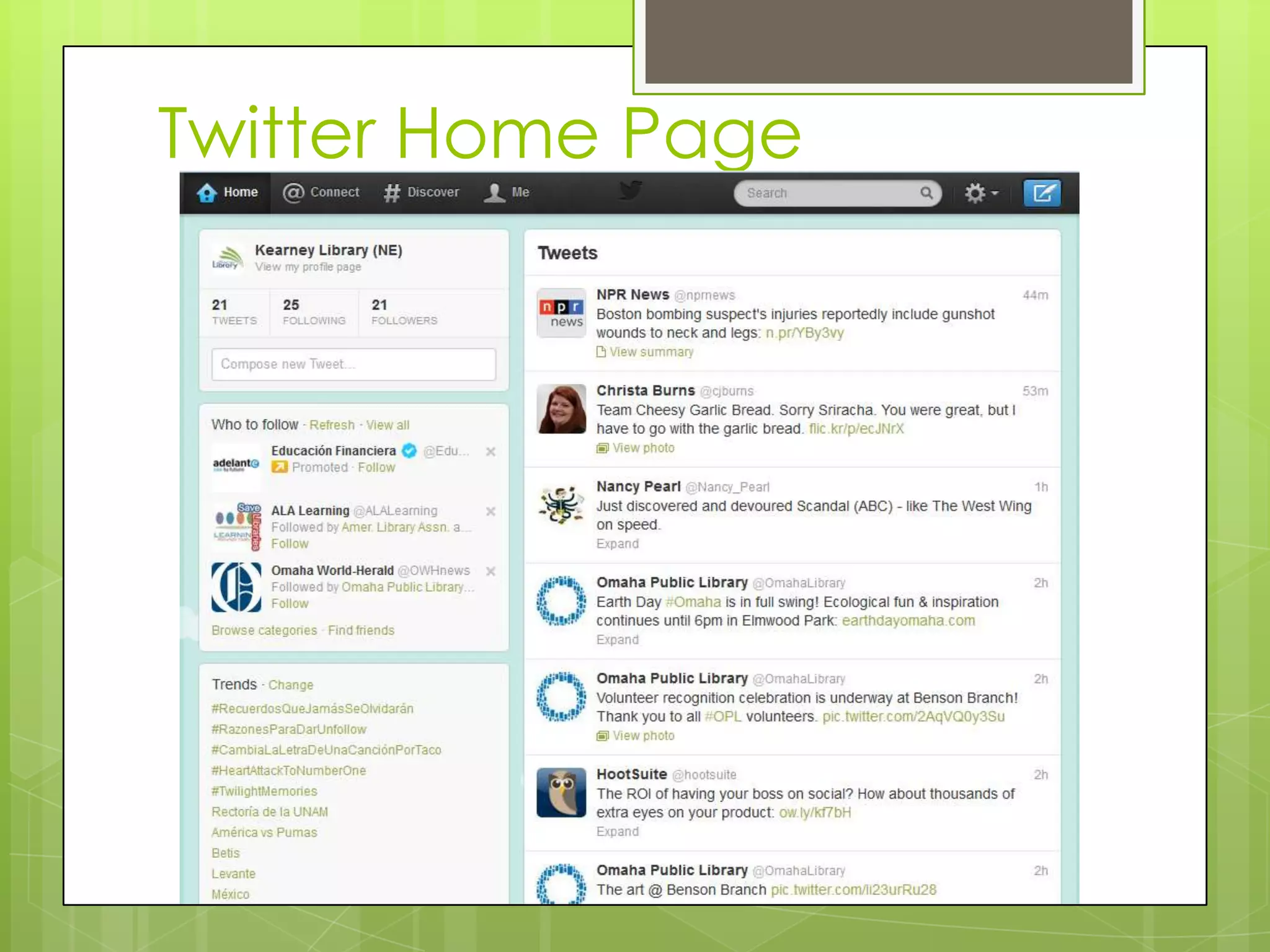 Twitter Home Page
 
