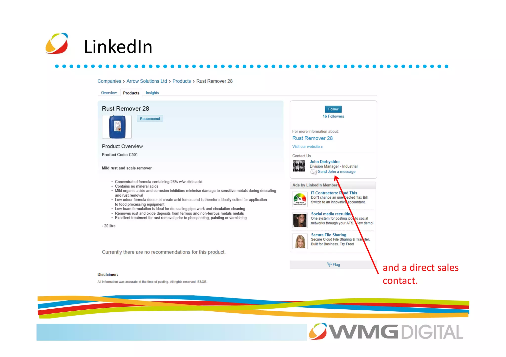 LinkedIn




           and a direct sales
           contact.
 