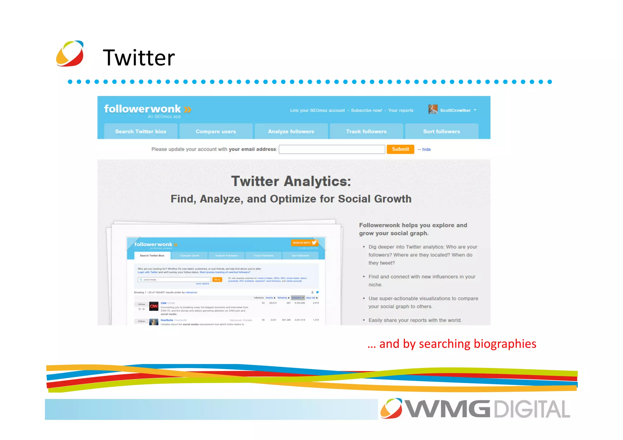 Twitter




          … and by searching biographies
 