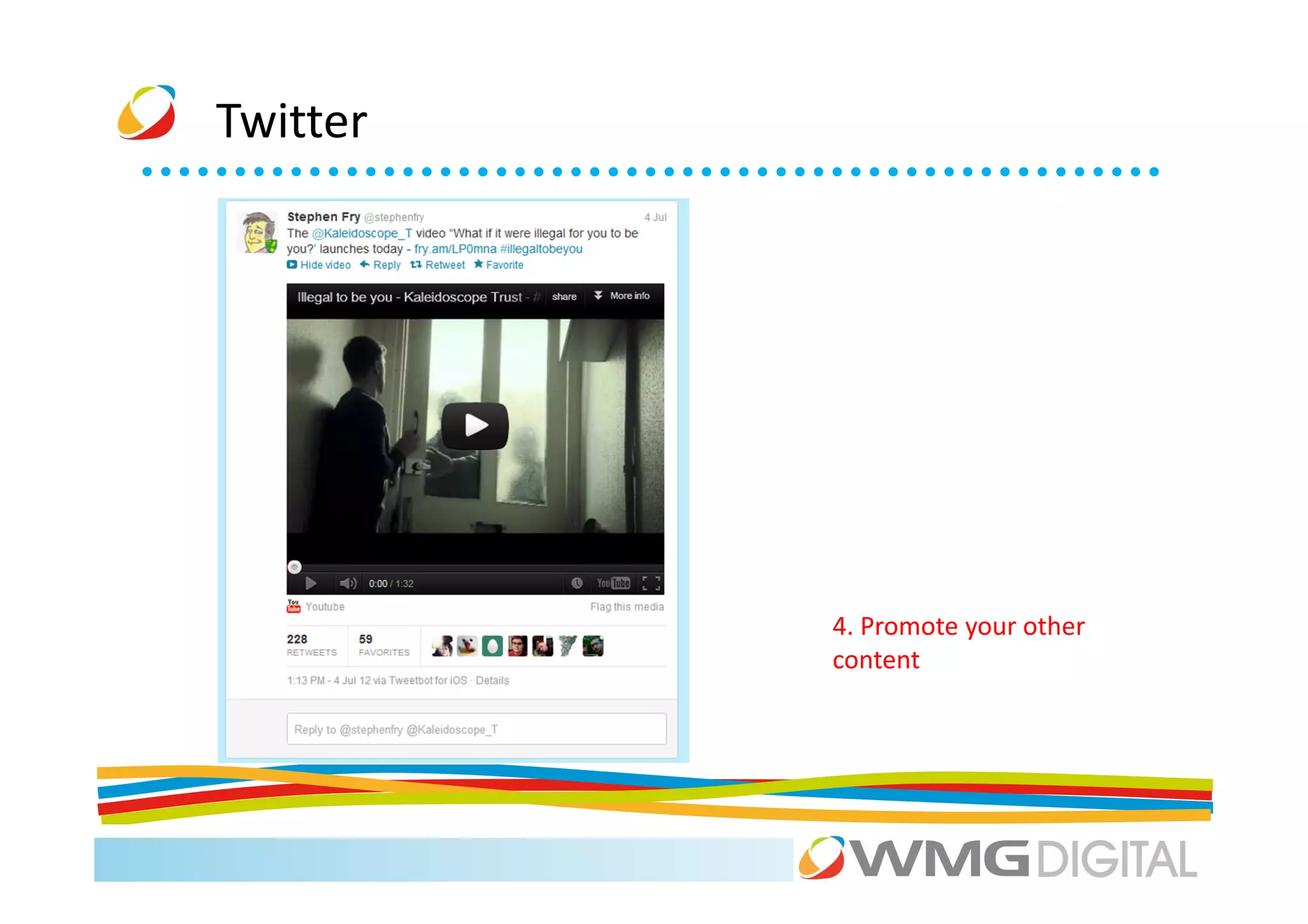 Twitter




          4. Promote your other
          content
 