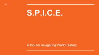 S.P.I.C.E.
A tool for navigating World History
 