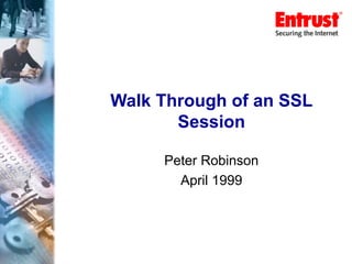 Walk Through of an SSL
       Session

     Peter Robinson
       April 1999
 