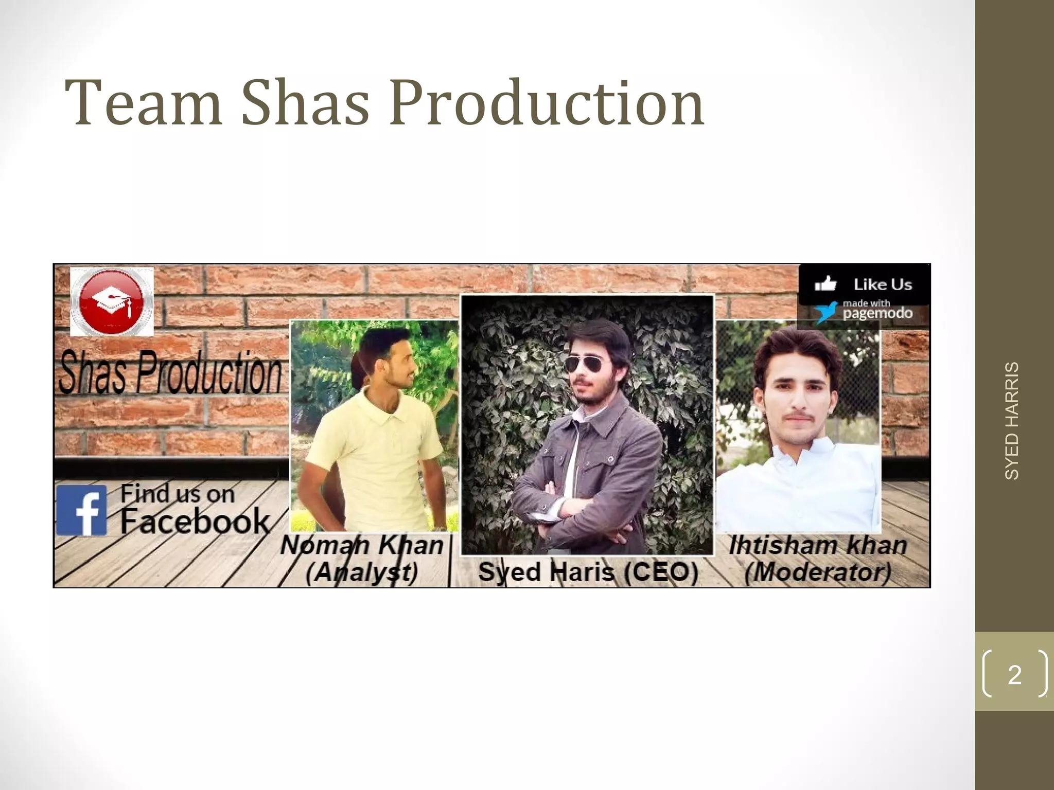 Team Shas Production 
SYED HARRIS 
2 
 
