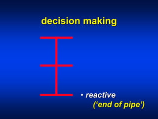decision making
• reactive
(‘end of pipe’)
 