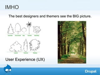The best designers and themers see the BIG picture. IMHO User Experience (UX) 