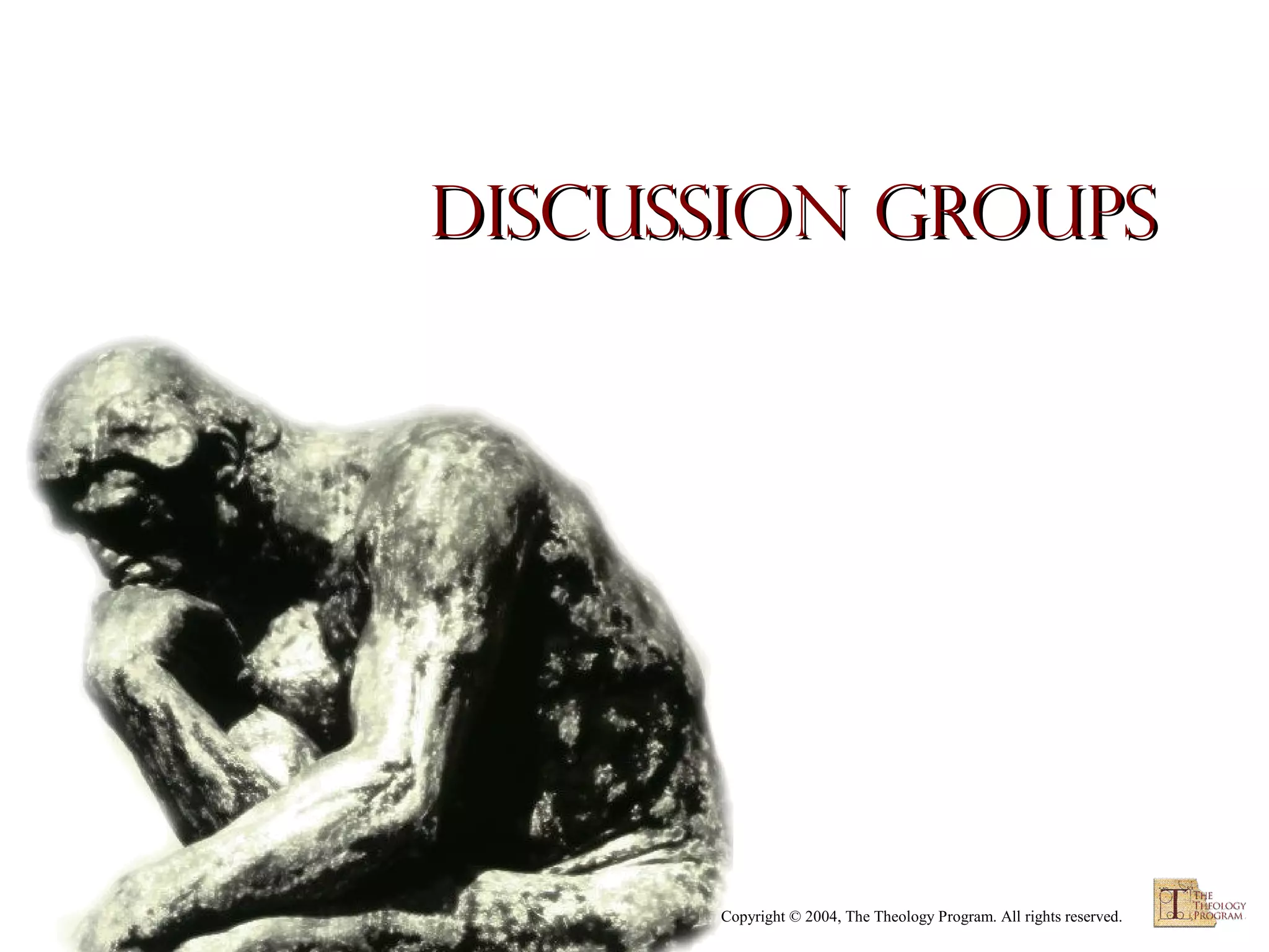 Discussion Groups

Copyright © 2004, The Theology Program. All rights reserved.

 