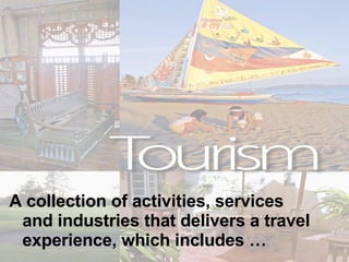 A collection of activities, services and industries that delivers a travel experience, which includes … 