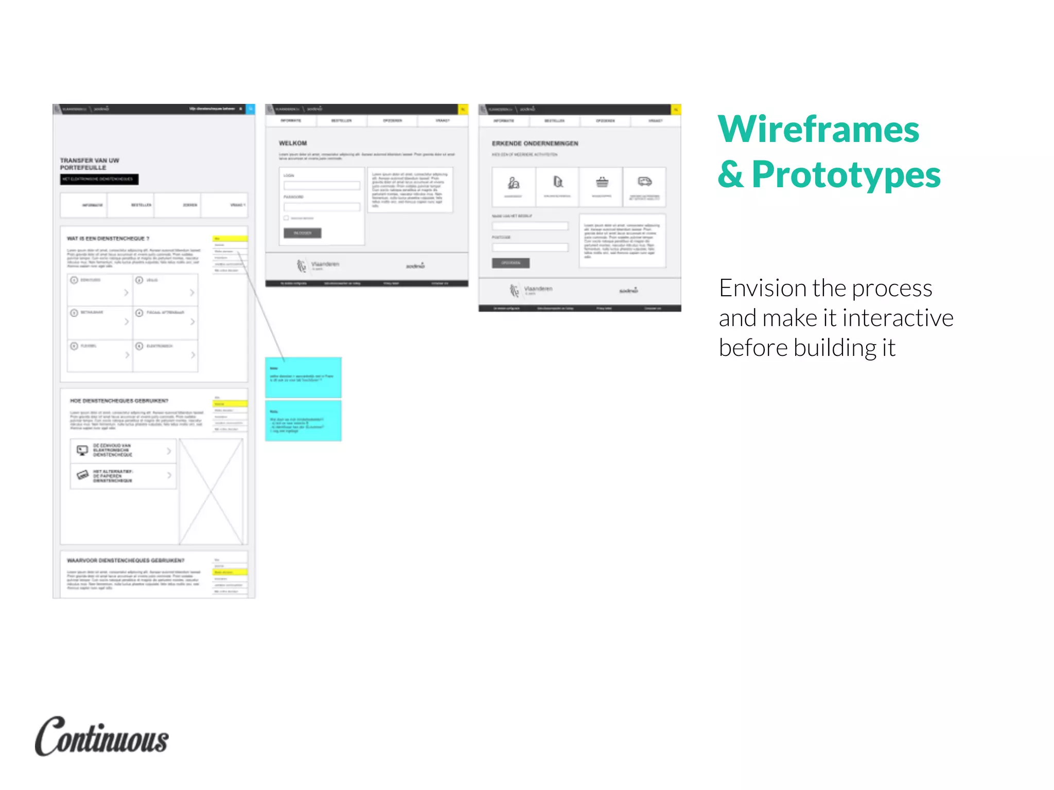 Wireframes
& Prototypes
Envision the process
and make it interactive
before building it
 