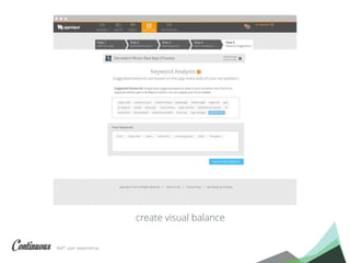 360° user experience.
create visual balance
 