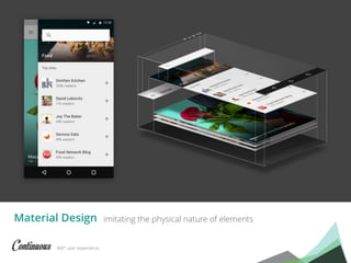 360° user experience.
imitating the physical nature of elementsMaterial Design
 