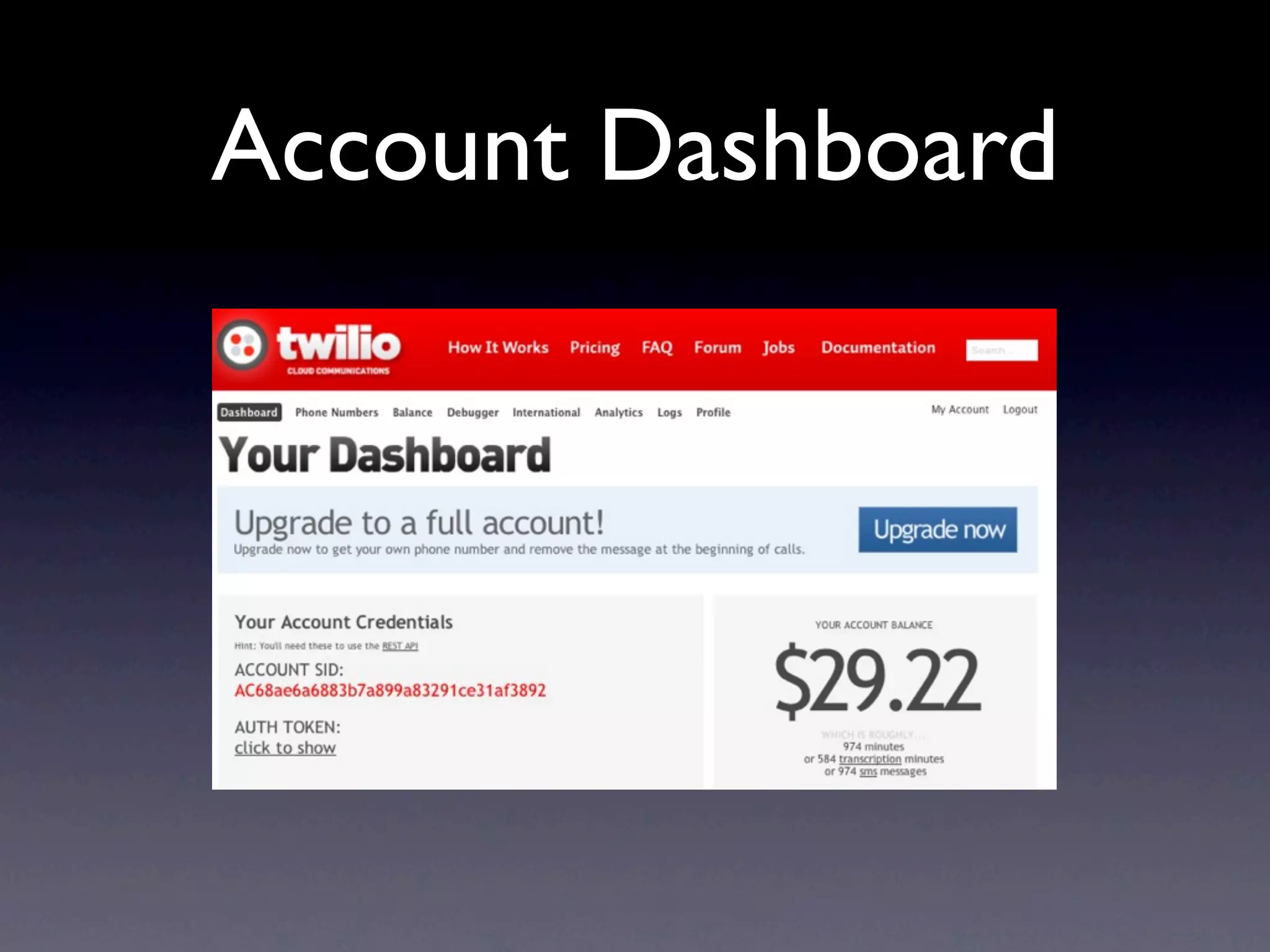Account Dashboard
 