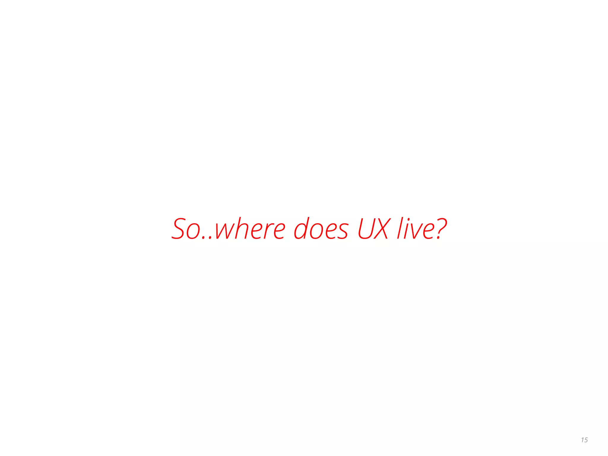 So..where does UX live?
15
 