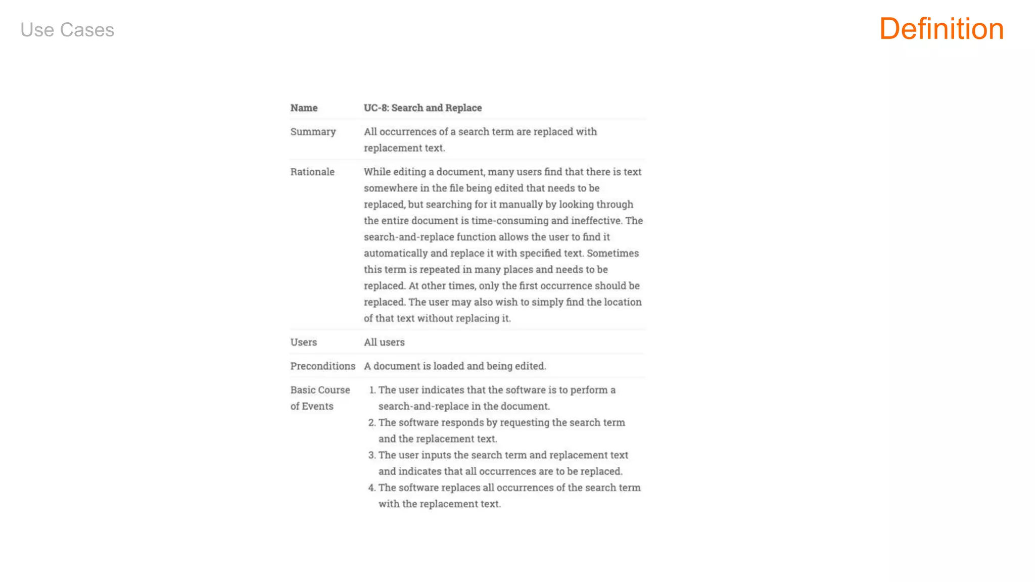 Use Cases Definition
 