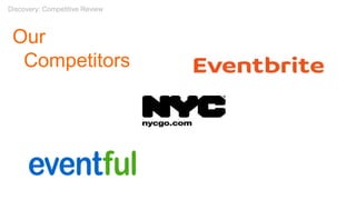 Competitive Review
Our
Competitors
Discovery: Competitive Review
 