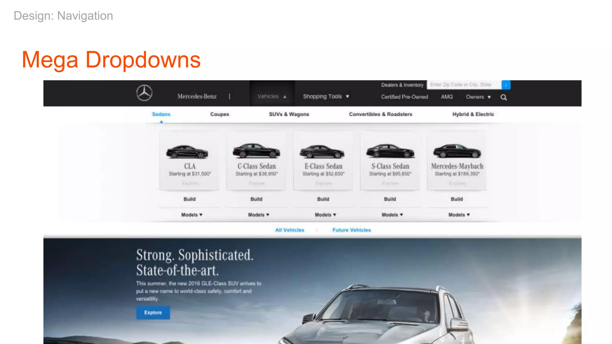 Mega Dropdowns
Design: Navigation
 