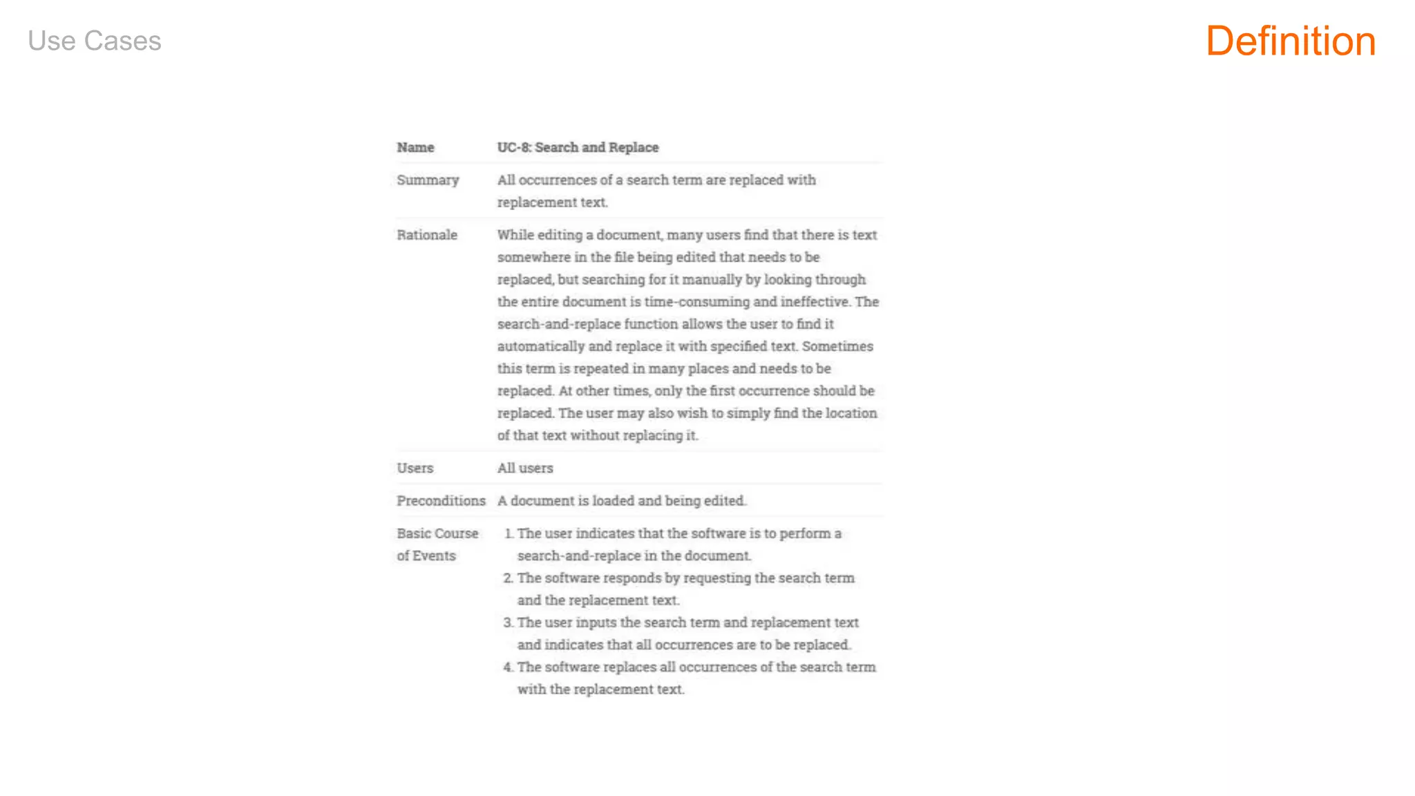 Use Cases Definition
 