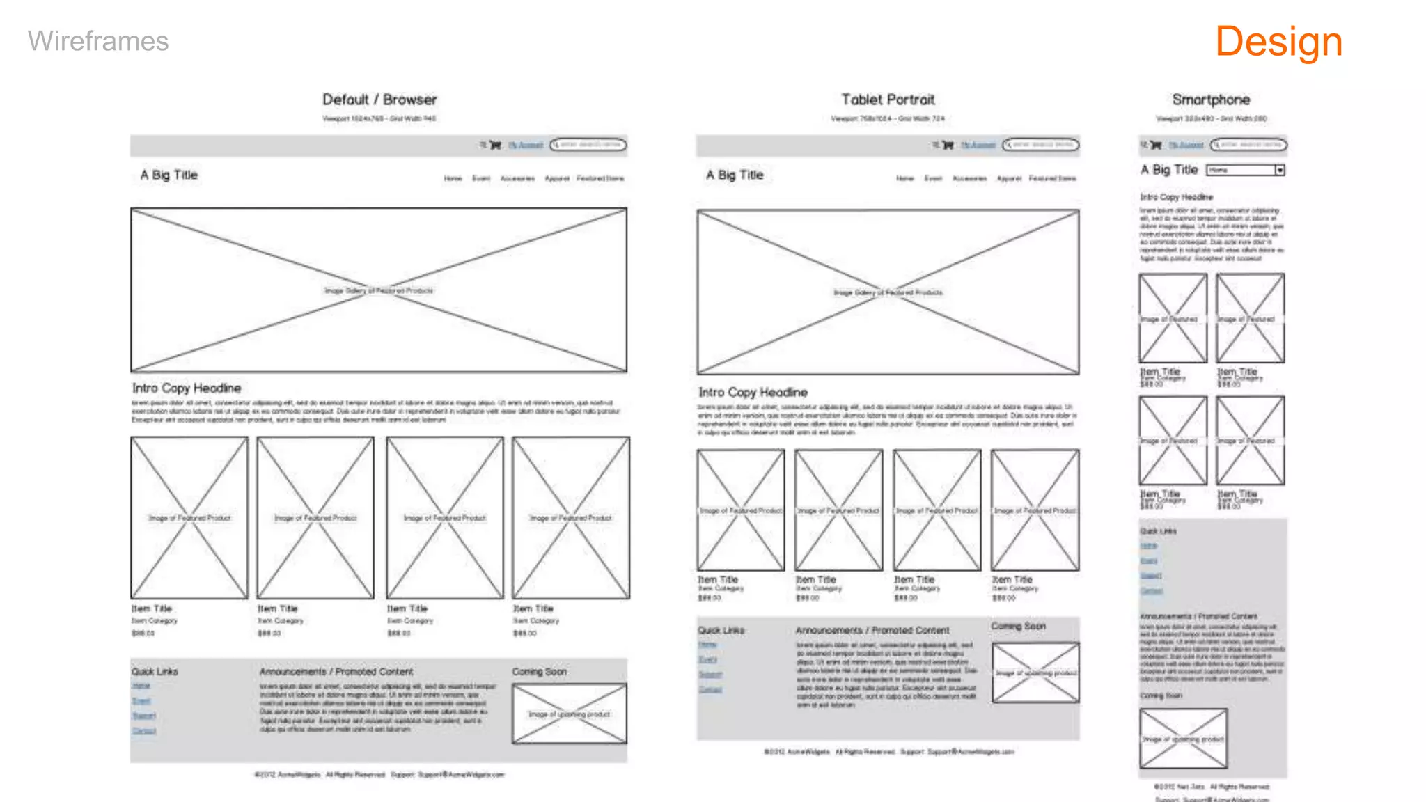 Wireframes Design
 