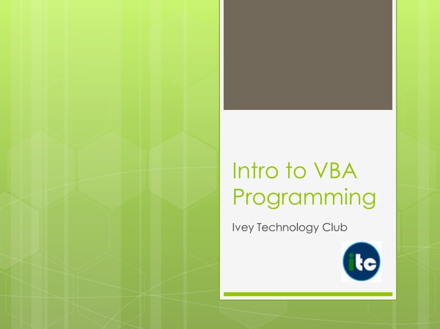 Intro to Excel VBA Programming | PPTX