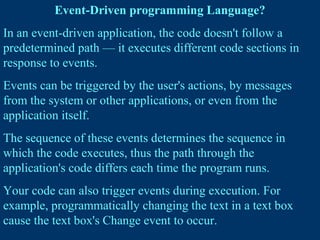 Introduction to Visual Basic | PPT | Programming Languages | Computing