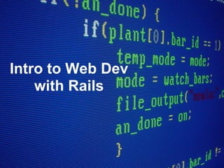 Intro to Web Dev
with Rails
 