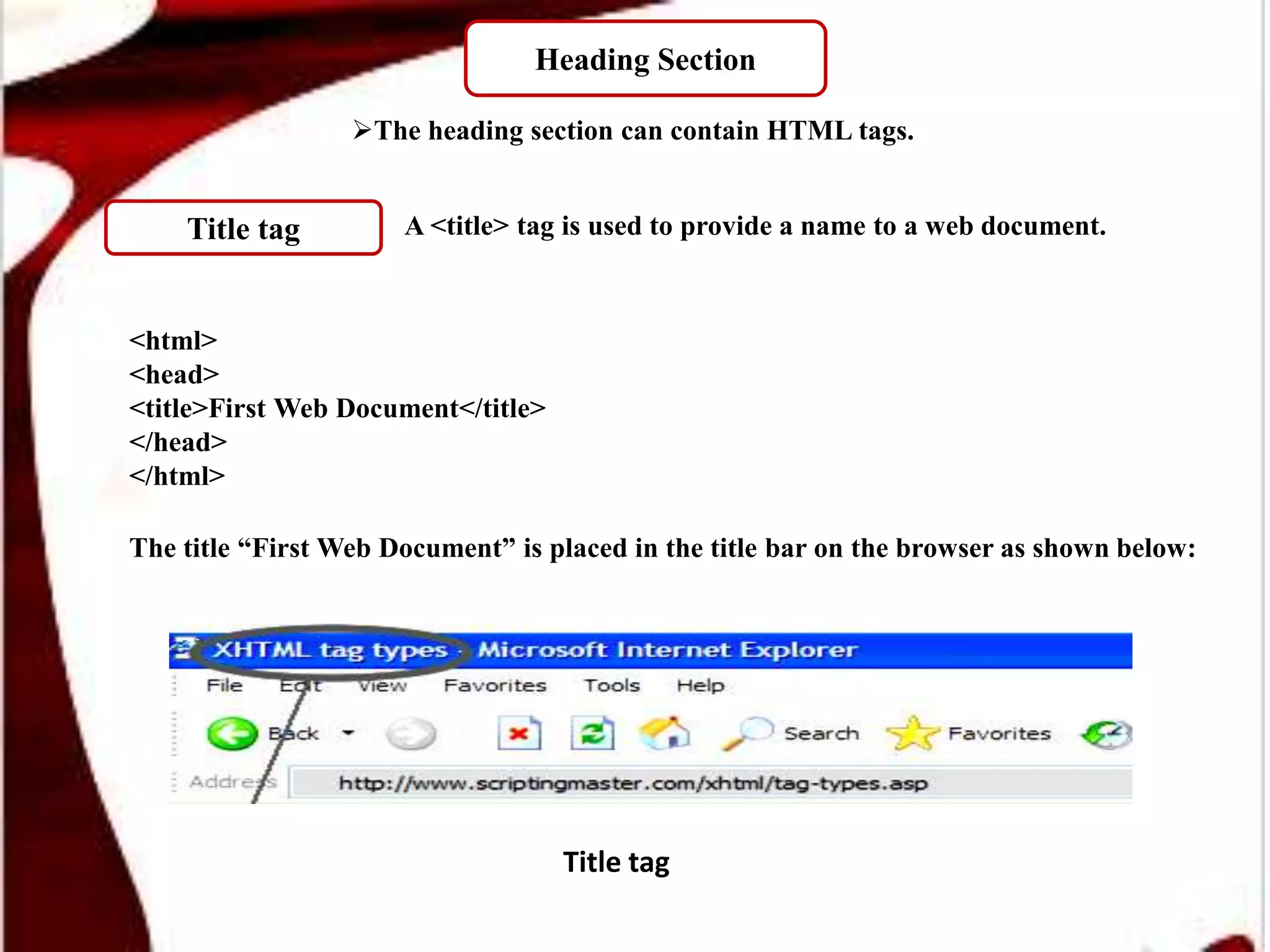 Heading Section in HTML - R.D.Sivakumar | PPTX | Web Design and HTML ...