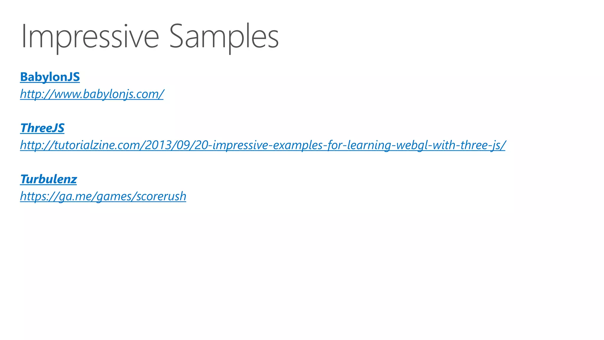 : http://msdn.microsoft.com/en-us/library/ie/dn385809(v=vs.85).aspx Attributes are variables that relate to a specific vertex point. Attributes can only be used in the vertex shader, and could be used to set a specific color for each vertex point. There's a third qualifier variable, the varying variable, that's declared only in the GLSL shader code. A varying variable is set in the vertex shader and consumed in the fragment shader. in vec3 position; 
