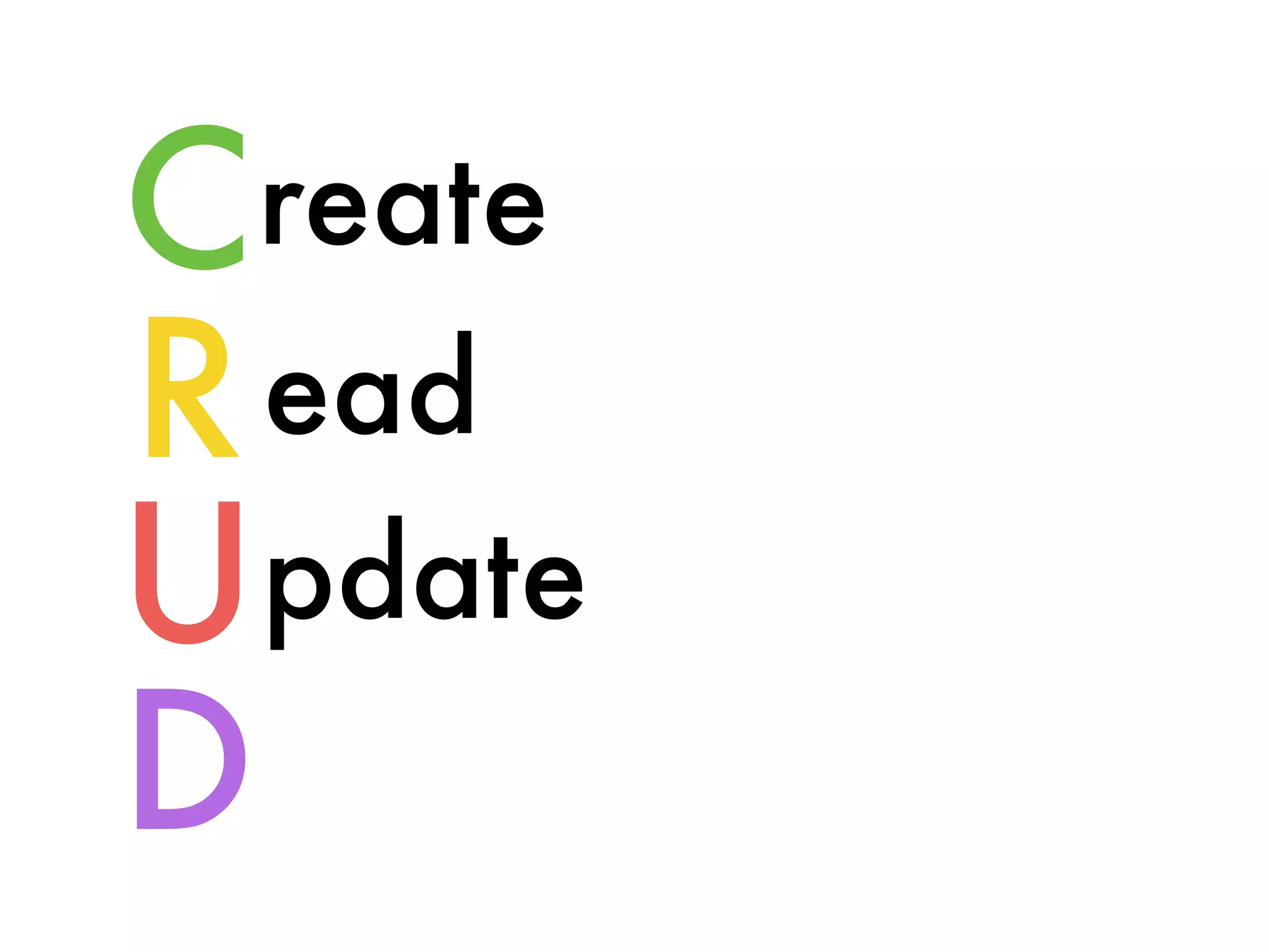 C
R
U
D
reate
ead
pdate
 