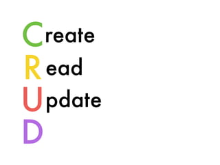 C
R
U
D
reate
ead
pdate
 
