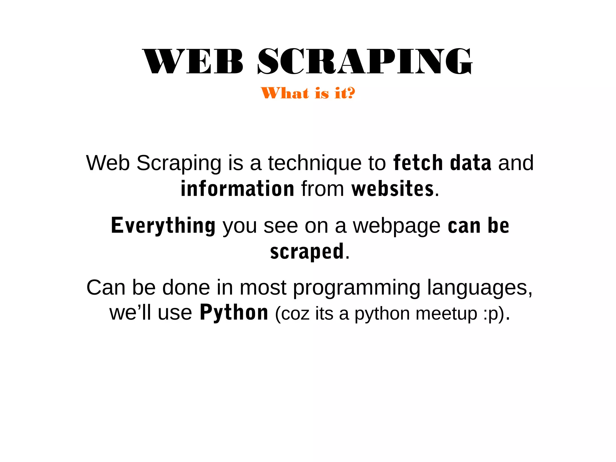 Introduction to Web Scraping using Python and Beautiful Soup | PPT