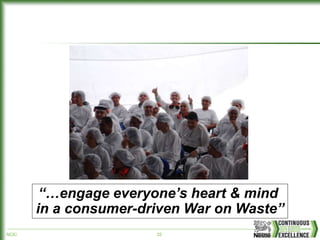 NCE/ 32
“…engage everyone’s heart & mind
in a consumer-driven War on Waste”
 