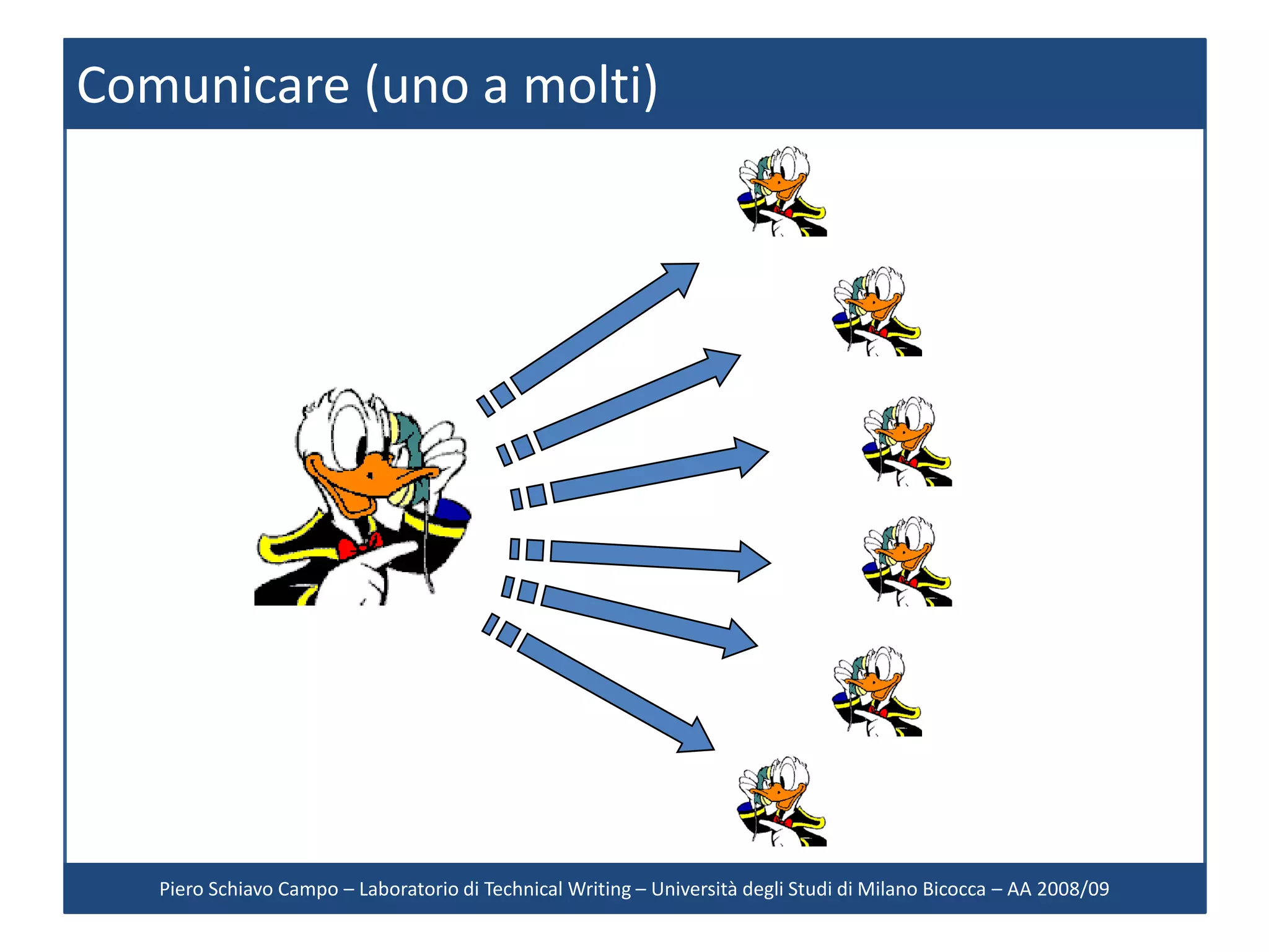 Comunicare (uno a molti)




   Piero Schiavo Campo – Laboratorio di Technical Writing – Università degli Studi di Milano Bicocca – AA 2008/09
 