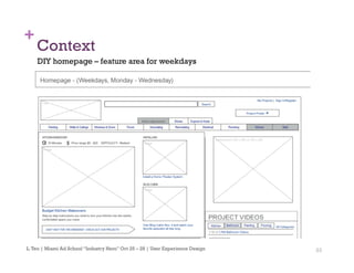 23
+
Context
L.Teo | Miami Ad School “Industry Hero” Oct 25 – 28 | User Experience Design
DIY homepage – feature area for weekdays
 