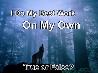 OnMyOwn
IDoMyBestWork
TrueorFalse?
 