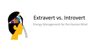 Extravert vs. Introvert
Energy Management for the Human Mind