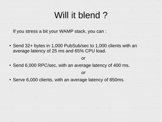Introduction to WAMP, a protocol enabling PUB/SUB and RPC over Websocket