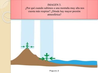 IMAGEN 3.
¿Por qué cuando subimos a una montaña muy alta nos
cuesta más respirar? ¿Dónde hay mayor presión
atmosférica?