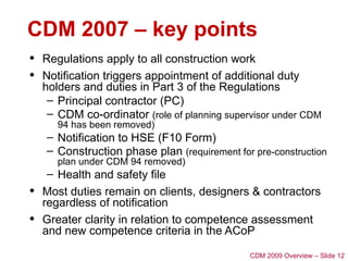 Comprehensive Overview of CDM 2009 Regulations and Construction Project ...